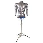 Inflatable Male Torso with Arms, MS12 Stand, Silver